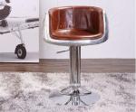Retro Vintage Leather Adjustable Height Aviator Industrial Swivel Bar Stools