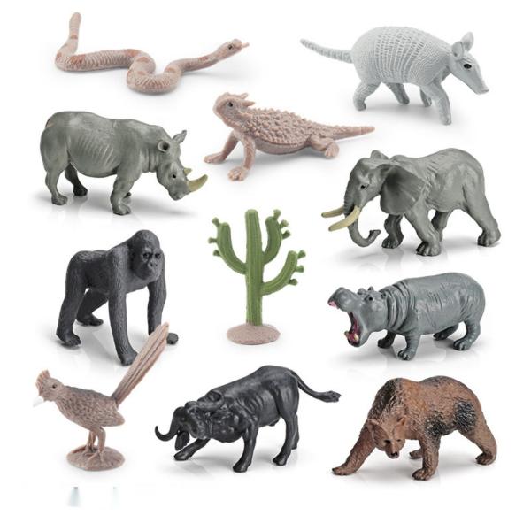 Wildlife Animal Model Toys 11 PCS Mini Orangutan Elephant Hippo Buffalo Lizard