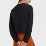 Black Pullover Workout Running Women Yoga Tops Cropped Hoodies
