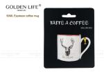 D5.2xH5.4cm Size Espresso Coffee Mugs 90mL Capacity Merry Christmas / Deer