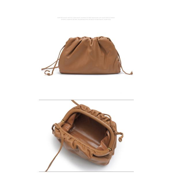 Portable Design Customizable Logo Women's Bag Genuine Leather Pleated Pattern Clutch