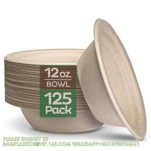 China 12 Oz Paper Bowls, Disposable Compostable Bowls, Biodegradable Soup Bowls Made Of Natural Bagasse, Eco-Friend wholesale