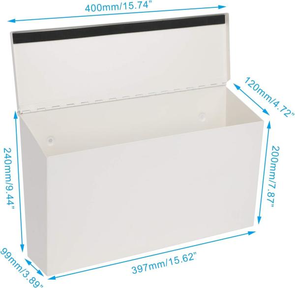 Rust-Proof Wall-Mount Mailbox Large Capacity Galvanized Steel Post Box 0.8mm