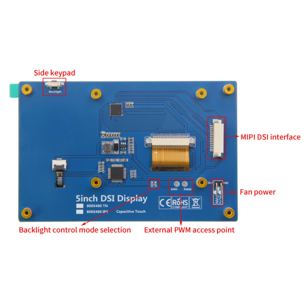 IPS TFT Screen Raspberry Pi 5inch HDMI LCD Display 800x480 Capacitive Touch Screen