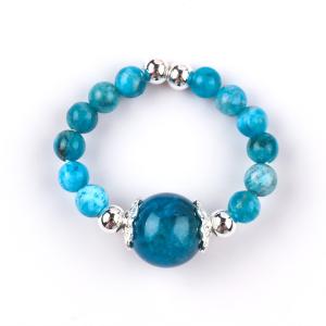 China 4mm Handmade Gemstone Beaded Ring Adjustable Blue Apatite Stone Ring For Party Daily Wearing wholesale