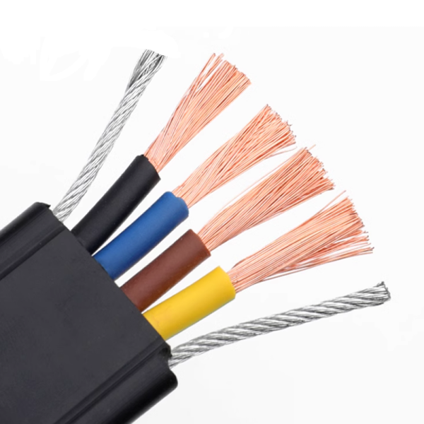 YFFB Copper Rubber Insulated Rubber Jacket Double Steel Wire Elevator Flat Cable 450V 3/4/5 Core 35-120 Square