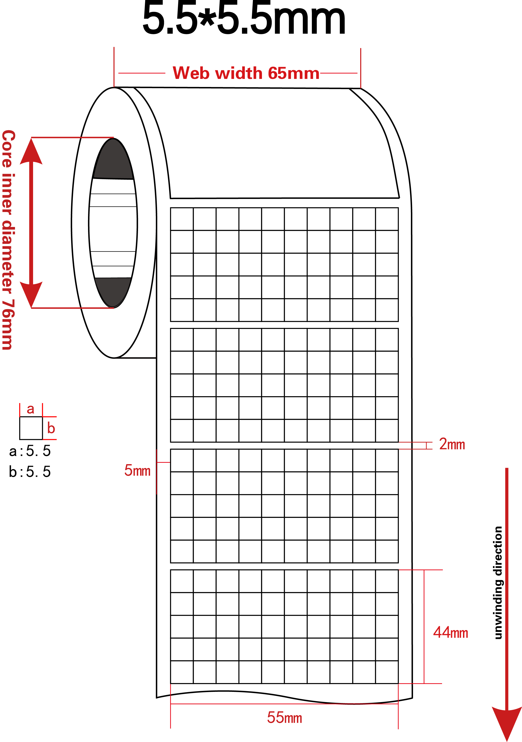 5.5mmx5.5mm Permanent Adhesive Label 1mil White Gloss High Temperature Resistant Polyimide Label