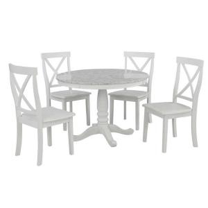 China White Tomile 4 Persons Dining Room Table And Chair Set Of 5 Pieces wholesale