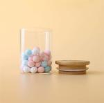 3oz Wood Suction Lid Borosilicate Glass Jar Canister For Storage Display