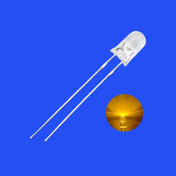 5mm 1.5Hz 1/6 Duty Cycle Yellow Color 585-595nm 600-1200mcd Round Head Long LED