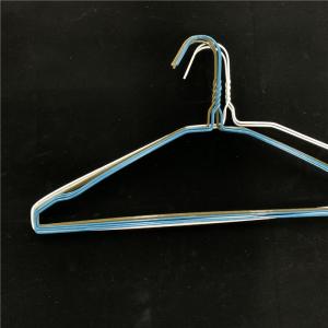 China 16 Inch 1.9mm Clothes Wire Hanger Wear Resisitant Blue Color Notched Painting wholesale