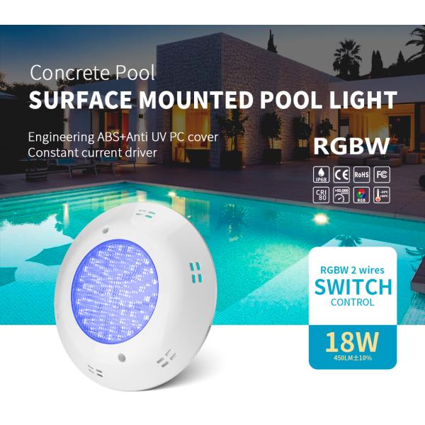 DMX Surface Mount LED Pool Light 18W AC12V Two Wire RGBW PC ABS