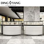 Customized Fine Freestanding Black White Glass Jewelry Showcase For Jewellery