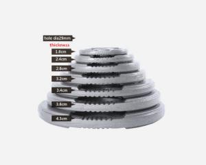 China 1.25kg 2.5kg 5kg 7.5lkg 10kg 15kg 20kg dia28m high standard weight plate with three handle wholesale