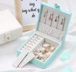 Square Custom Printed Display Boxes For Luxury PU Leather Jewelry Set Arts And