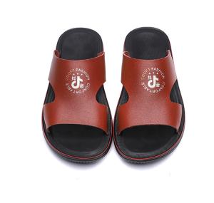 China Customized Color Men PU Slippers Abrasion Resistance Screen Print Type wholesale