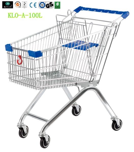 Europe Style 100L Advertisement Supermarket Shopping Carts With Color Powder