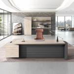 Brown Executive Desk Sets 900mm Wooden Office Desk With Cabinet​