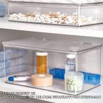 Plastic Bathroom Vanity Organizer Bin With Lid For Medication, Accessories,