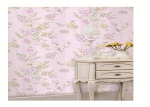 China PVC embossed wallpaper pink coloe warm feeling removable washable wholesale
