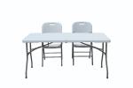 5 Feet Outdoor Portable Plastic Folding Table Chair Wild White Table 4 People