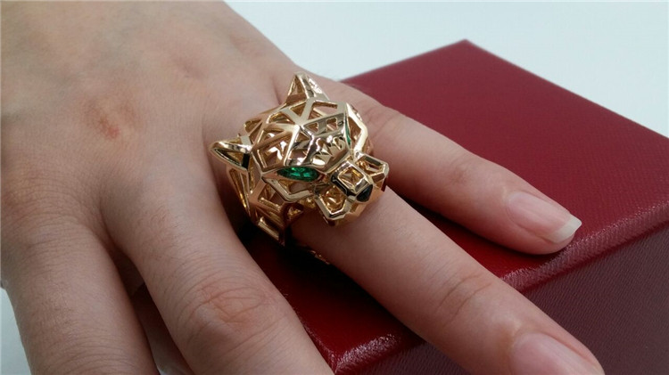 Car Tier PanthèRe De Car Tier Ring In 18K Yellow Gold Tsavorite Garnets Onyx N4722500