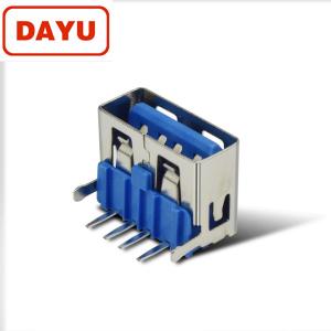 China 10mm Blue Color USB A Female Connector With Nickel Over All Plating wholesale