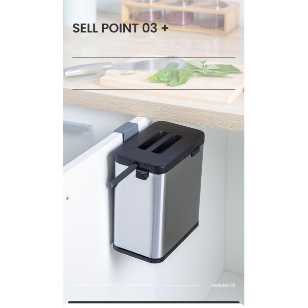 Kitchen Sink Stainless Steel Kitchen Cabinet Built-in Pull Out Waste Bin