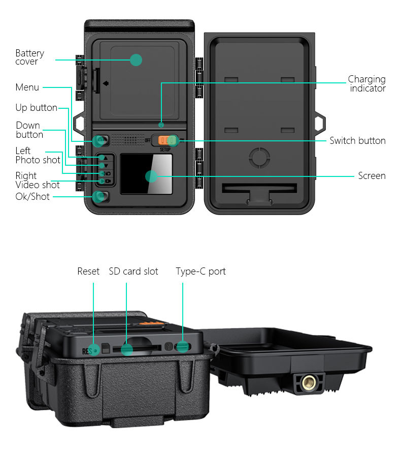 2.0" Color TFT LCD 42MP Hunting Game Camera Waterproof IP65 20 Meters Long Night Range