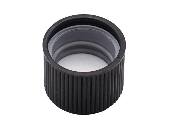 Child Proof Cap Black Screw Thread Plastic Cap 18mm Ribbed Closure