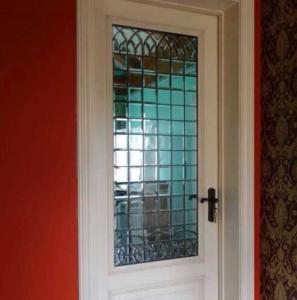 China 1200MM Decorative Leaded Glass Panels With All Clear Beveled Glass For Entry Doors wholesale