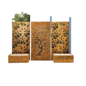 China Custom Outdoor Oke Tree Design Rusty Corten Steel Privacy Screens Panel wholesale