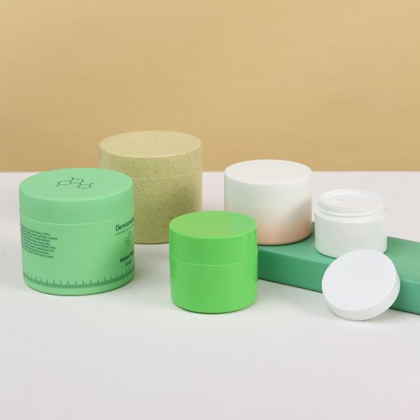 Wheat Biodegradable Cosmetic Containers Recyclable 100% PCR PLA Material Straw Cream Jar Green 2oz 3oz 8oz Free Samples