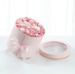 Matte Glossy Lamination Round Flower Box Floral Packaging With Clear PVC Window