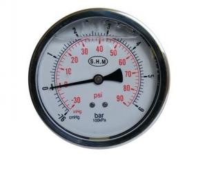 China 50mm White Aluminium Dials Gaseous Liquid-Filled Pressure Gauge With Glass Window wholesale