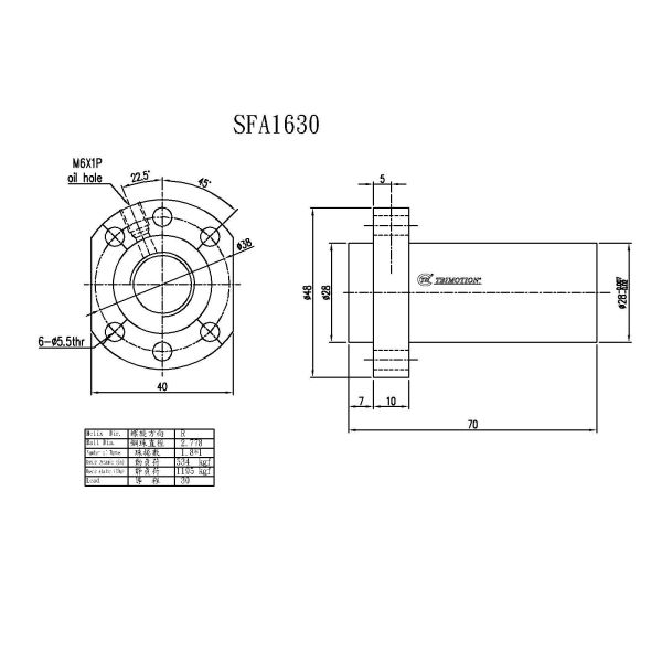 TBI Ball Screw SFA1630 16mm SFA Type Ground Ball Screw For Elevator