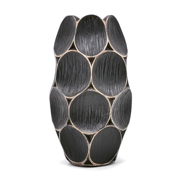 Luxury Polyresin Vase for Party Table Decor High Quality Creative Geometric Shape Black Flower/succulent Pots Round Modern