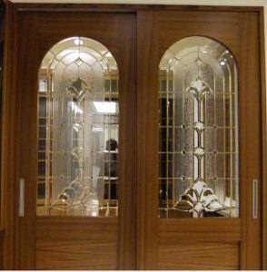 China 4MM 2300 X 2000MM Craftsman Leaded Beveled Glass Doors Windows With Brass Came wholesale