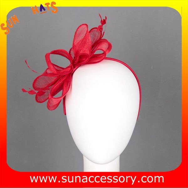 0910 Elegant design red sinamay fascinators hats for ladies ,Fancy Sinamay fascinator from Sun Accessory