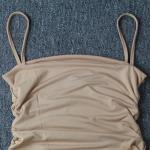 Spaghetti Straps Club Stretch 66cm Sleeveless Pleated Bodycon Dress