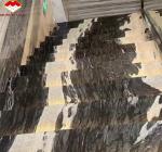 Calcite Marble Modern Staircase Design with Luxury Brazilian Cosmic Black