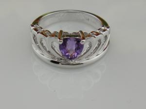 China 925 Silver Setting Jewelry Amethyst Stone Ring on sale