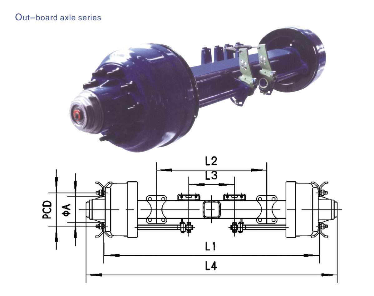Drum Axles Aftermarket Truck Parts American Type Out Board Axle 8T - 20T