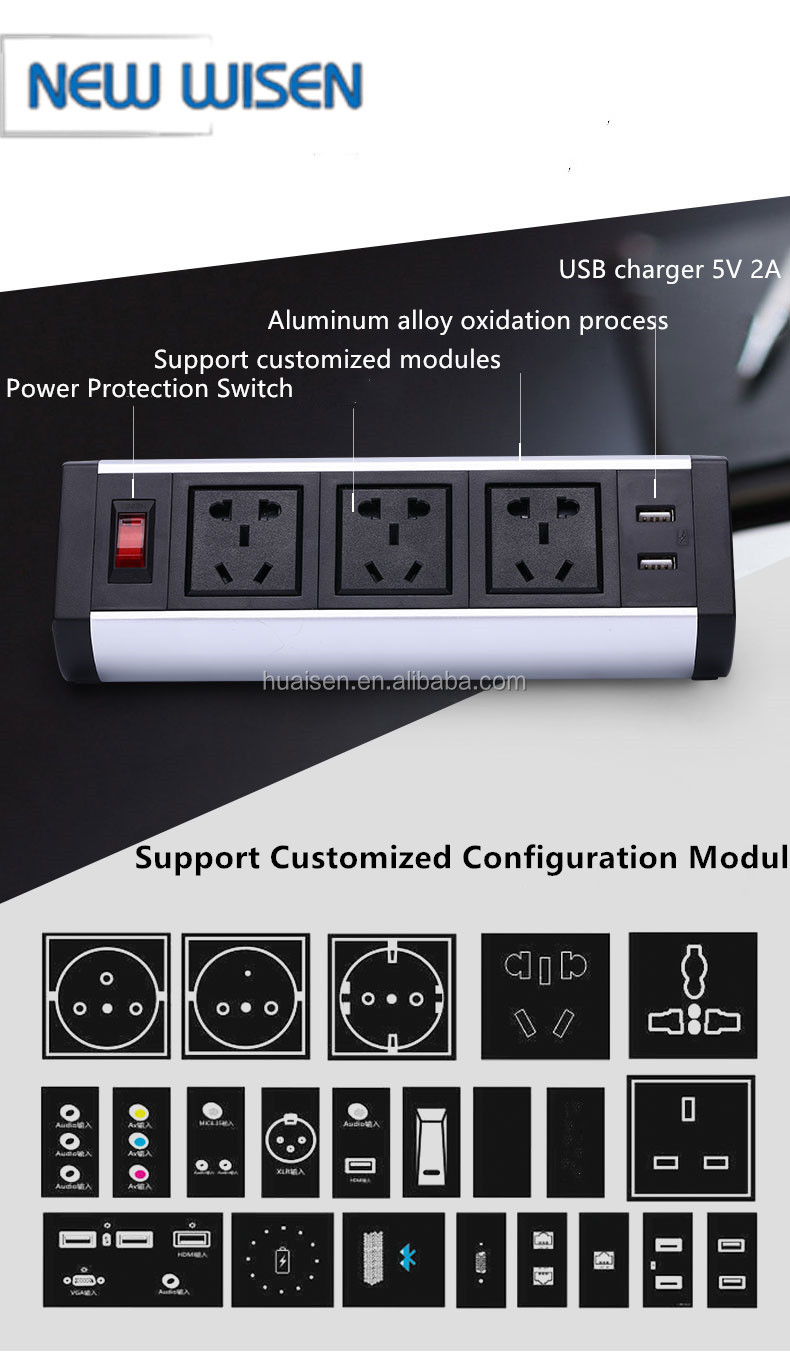 Multifunctional Office Desk Power Strip Clamp Socket Surge Protector ODM