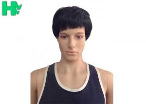 China Double Knot Machine Made Wigs / Dark Brown Short Hair Wigs For Men wholesale