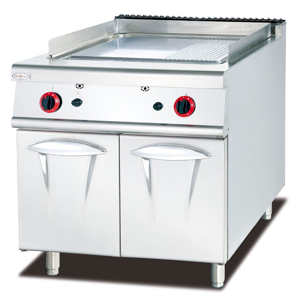 Western Kitchen Equipment Gas Griddle With Cabinet 1/3 Grooved 800*900*940mm