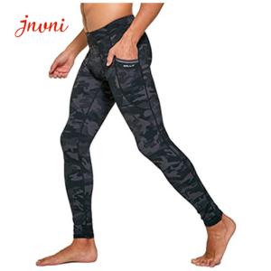 China Camo Printed Men'S Yoga Leggings Pants Reflective Running Tights With Pockets wholesale
