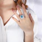 Lanciashow 925 Sterling Silver Women Ring with Lab Stone for Party, Wedding,