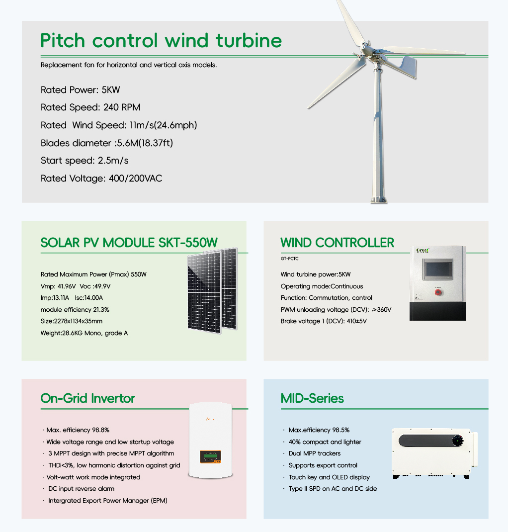 LCD Pure Sine Wave Solar And Wind Hybrid Power Generator With 110v And 220v Output Voltage