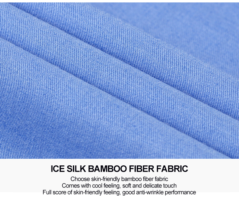 Summer Micro-elastic Wrinkle-Resistant Men's Shirt with Ice Silk Bamboo Fiber Fabric